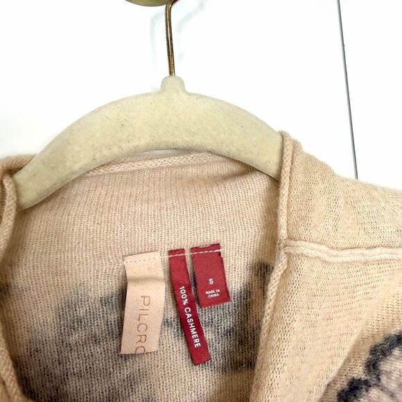 Anthropologie The Alani Cashmere Mock-neck Sweater Beige Floral Pilcro Small - Picture 3 of 16